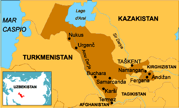Uzbekistan Mapa Asia