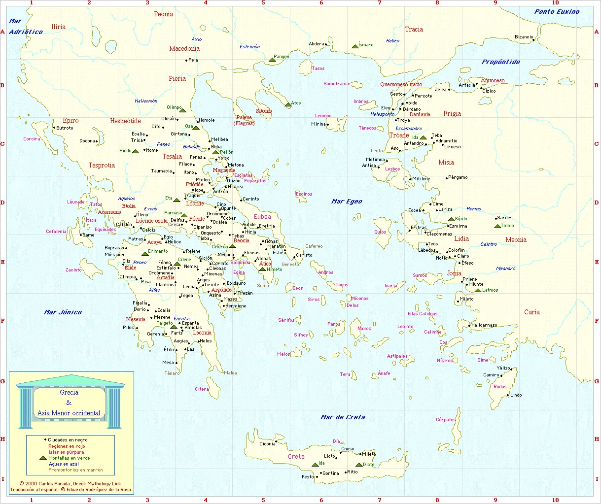 Mapa De La Antigua Grecia Con Sus Ciudades